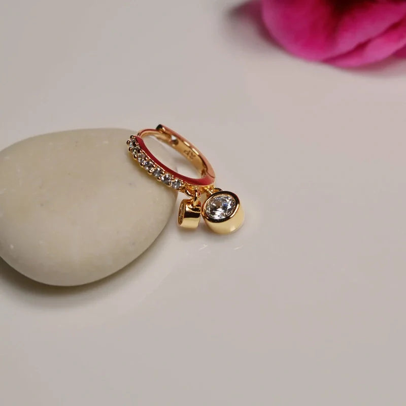 Solitaire Dangle Earrings, Hoop Earrings Stoned Earrings, Shine Earrings  Cartilage Piercing Earrings Helix Lobe Top Lobe