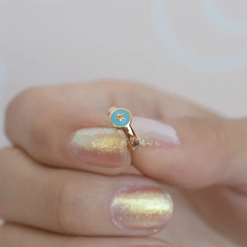 Steel Blue Earring, Star Earrings, Mini Ring,  Hoop Earrings, Star Piercing, Tragus Piercing Helix Cartilage Earring ,Gift For Her