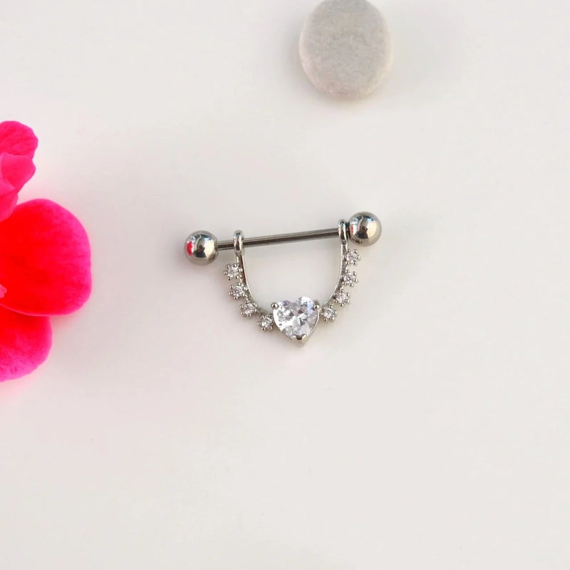 Heart Nipple Piercing Nipple Barbells Nipple Bar Body Piercing Bridge Barbells Body Jewelry