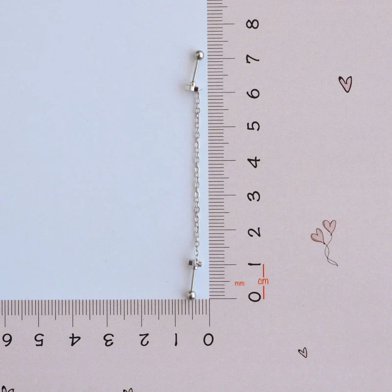 Star Chain Wobbly Piercing for Helix, Cartilage, and Lobe with Silver Colour With Stones