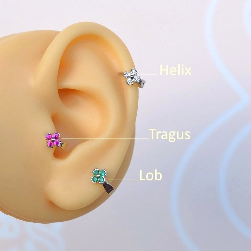Mini Flower Earrings, Flowers Jewelry, Minimalist Earrings, Dainty, Tragus Piercing for Helix, Cartilage, and Lobe