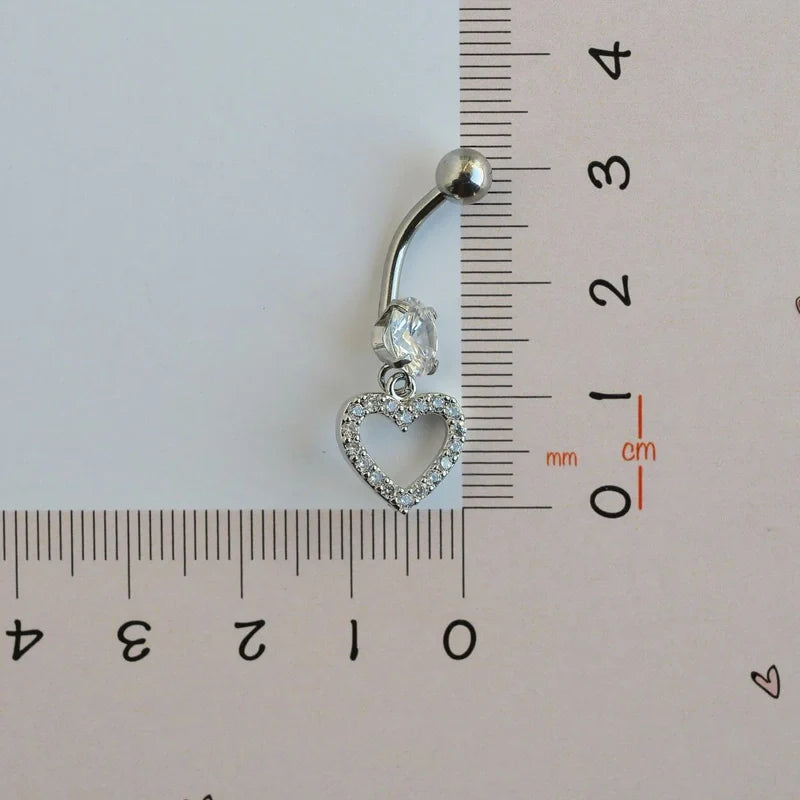 Heart Swing Navel Piercing, Belly Button Ring, Belly Button Piercing, Belly Piercing, Belly Ring, Curved Barbell, Belly Bar,  Dangle