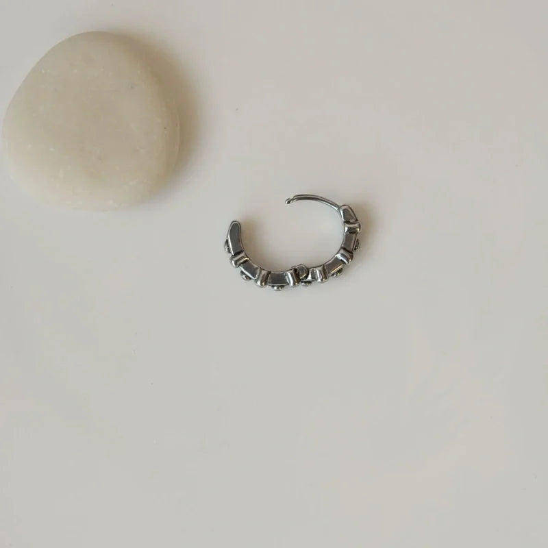 Antique Hoop Earrings Mens Earring Mens Earrings Male  Huggie Thumb Vintage Silver Black