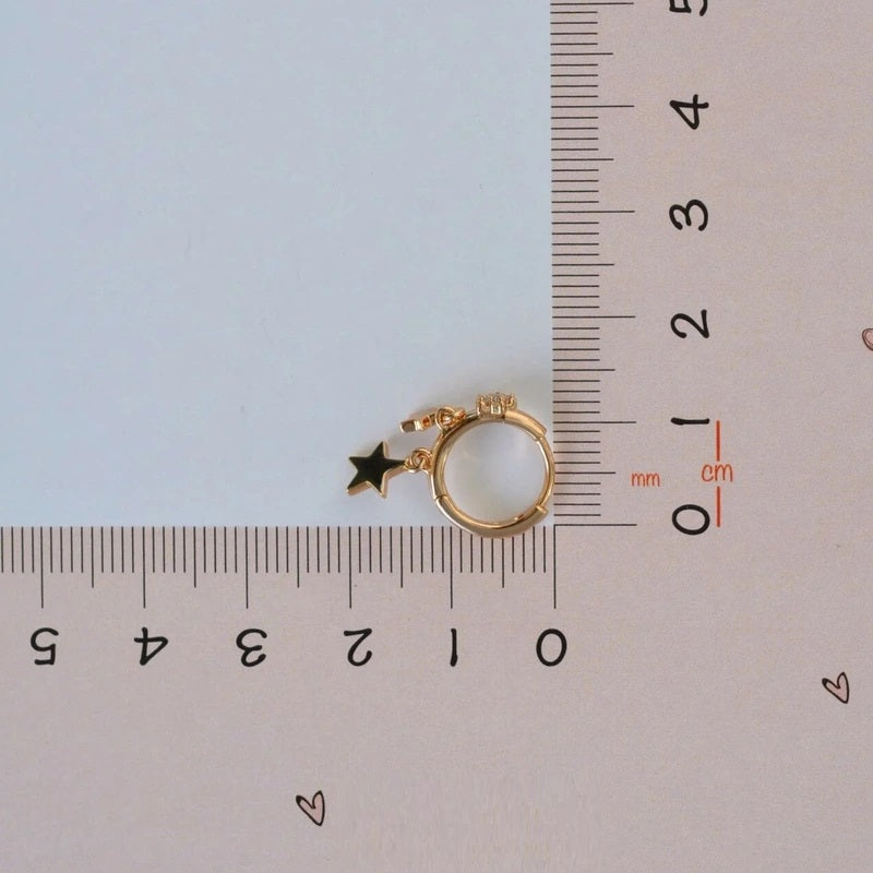 Star Dangling Earring, Minimalist Earrings, Shiny Star, Star Ring  Helix Piercing Cartilage  Earrings, Lobe Earring Rose Gold