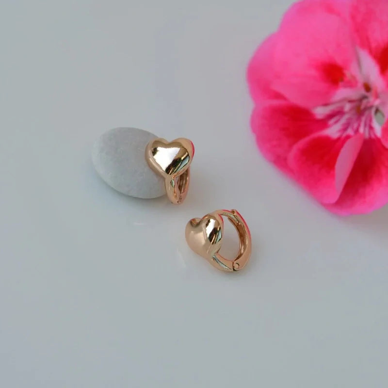 Heart Earrings Curved   Earrings in Ring Gold and Silver Earrings