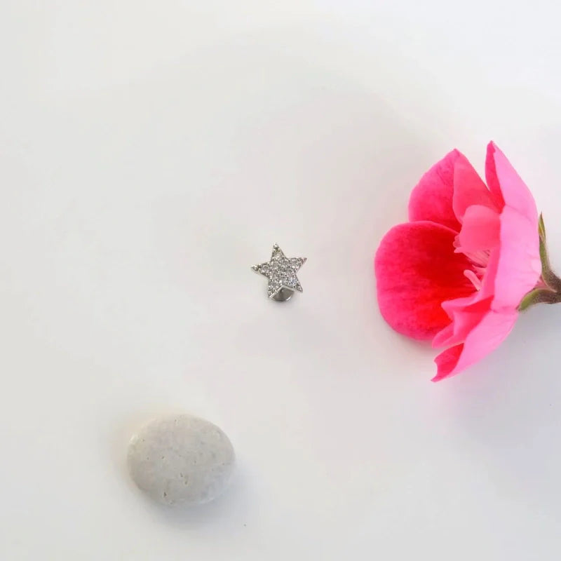 Minimalist Star Stud Earring, Zircon Stone Steel Piercing, Tragus Piercing, Stud Earrings, and Helix Piercing for Lobe