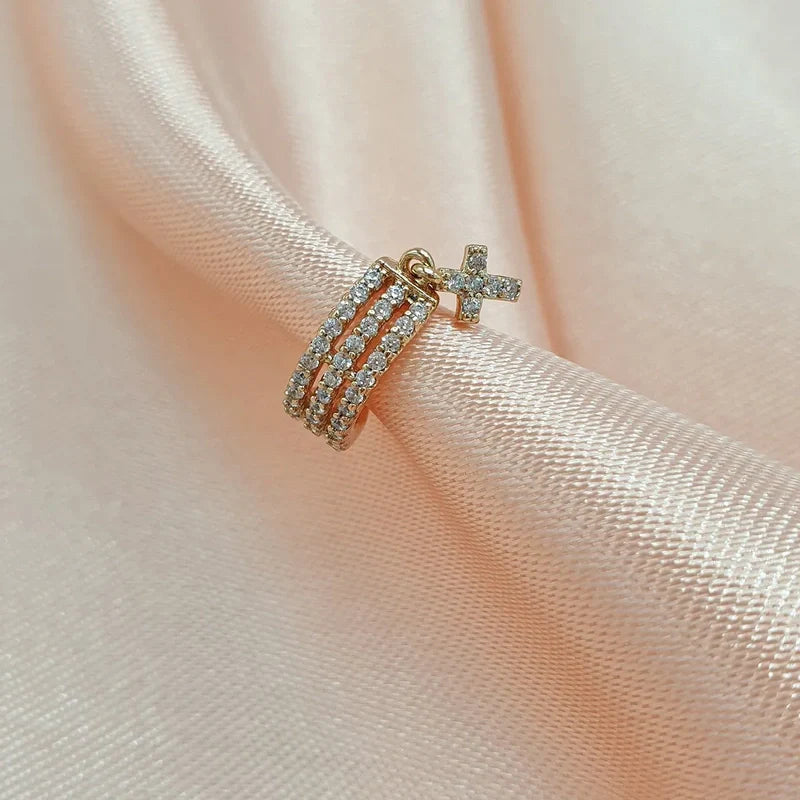 Cross Ear Cuff Dangle Earring Drop Earring  Cross Model Compression Cartilage Earrings Dangle Cross Stone Dangle Earrings