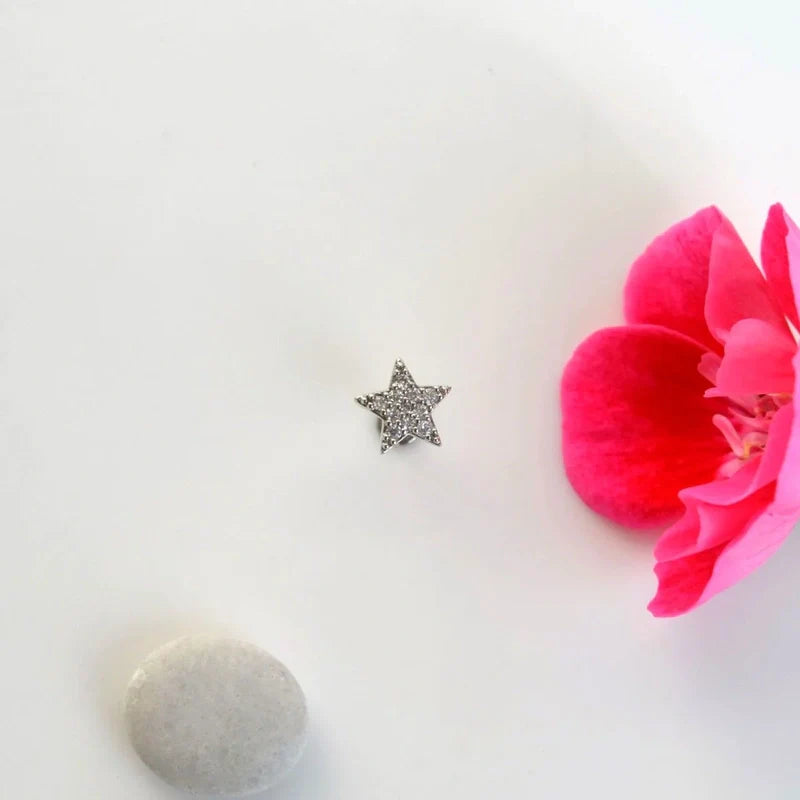 Minimalist Star Stud Earring, Zircon Stone Steel Piercing, Tragus Piercing, Stud Earrings, and Helix Piercing for Lobe