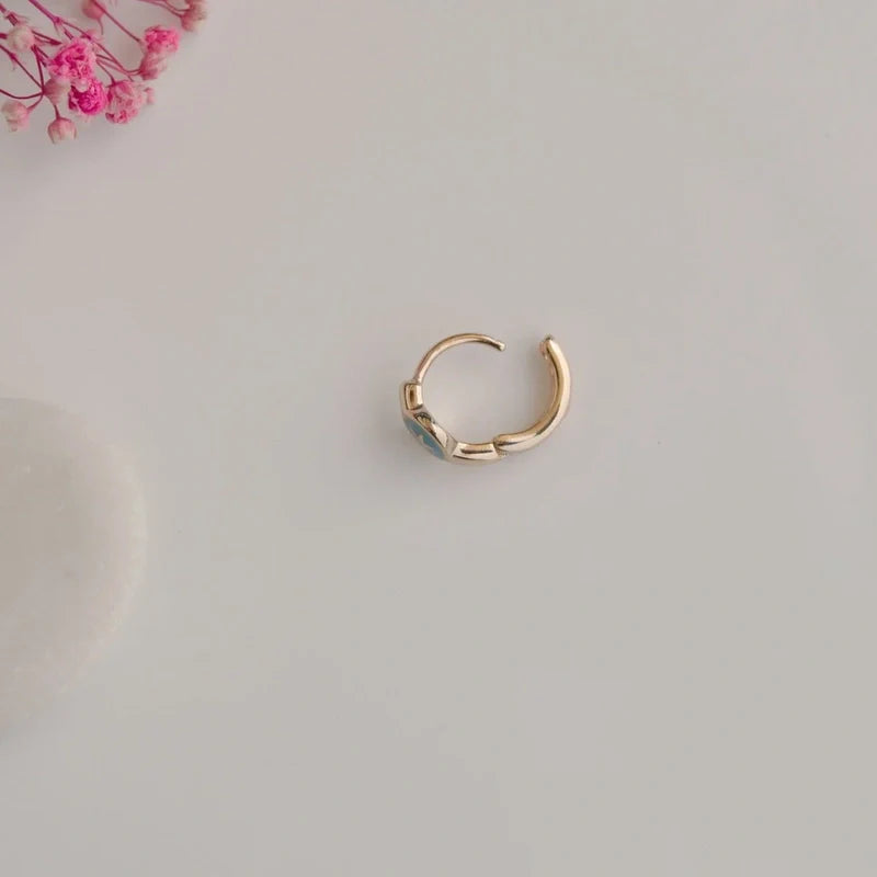 Steel Blue Earring, Star Earrings, Mini Ring,  Hoop Earrings, Star Piercing, Tragus Piercing Helix Cartilage Earring ,Gift For Her