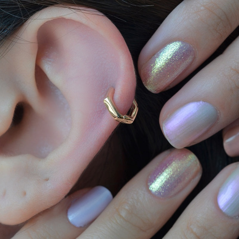 Pentagonal Earrings  Oval Ring Earrings, Piercing for Tragus, Helix, and Cartilage Gold Silver Gift For Her