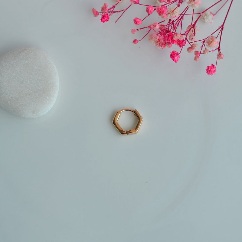 Pentagonal Earrings  Oval Ring Earrings, Piercing for Tragus, Helix, and Cartilage Gold Silver Gift For Her