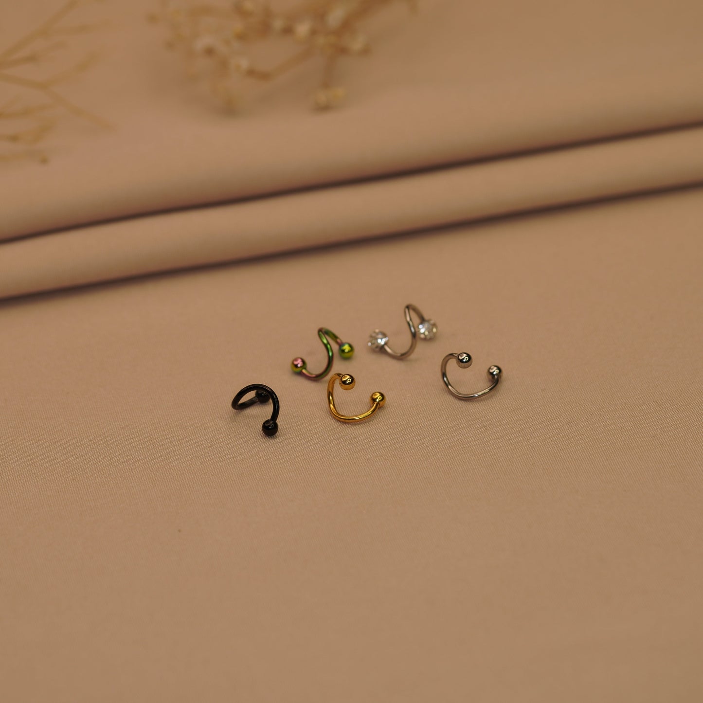 Twisted Piercing Spiral Piercing  Spiral Earrings Crimped Steel   for Tragus, Helix, and Cartilage  Gold Silver Black