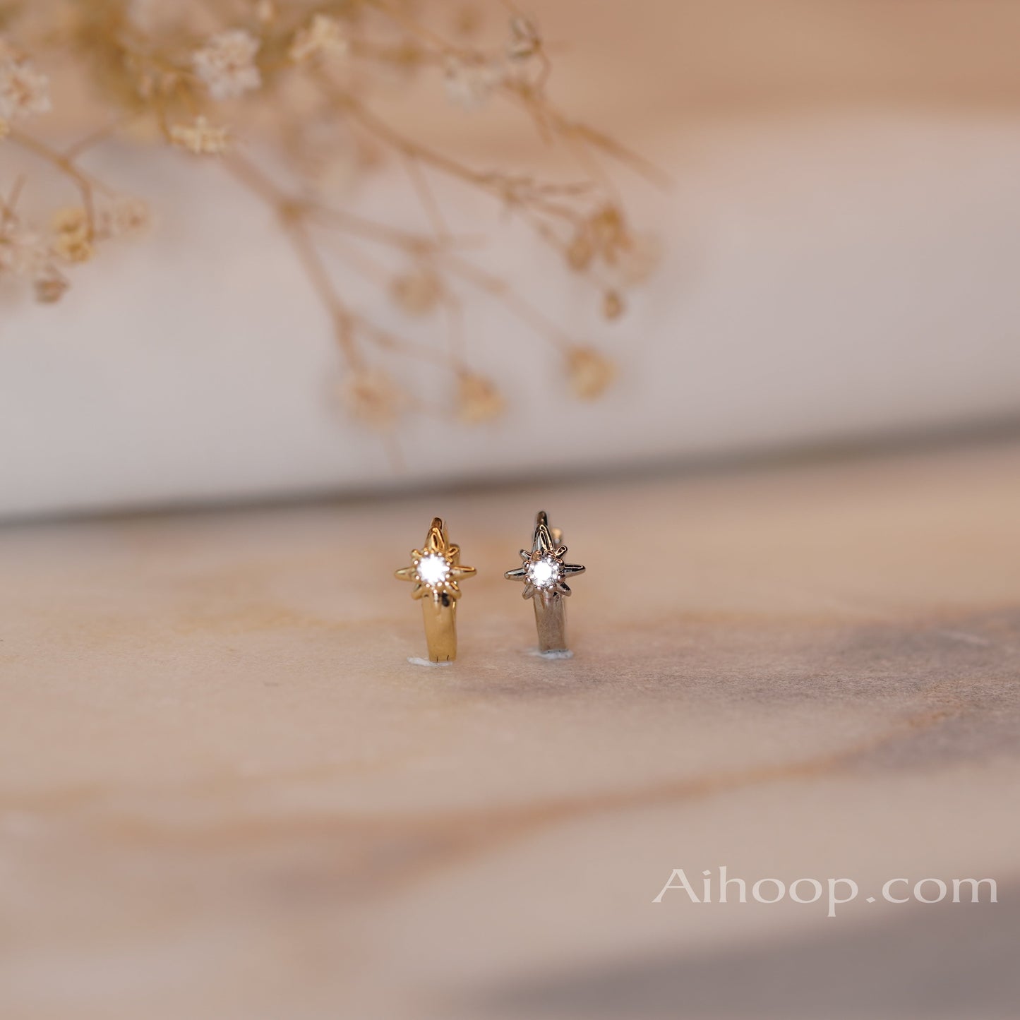 Gold Polar Star Earring, Star Earring, Ring Tragus Piercing Helix Piercing Cartilage Earring Gold  Silver