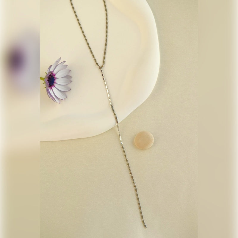 Shiny Lariat Necklace, Y Necklace,Long Necklace, Summer Necklace, Chain Necklace, Decollete Necklace,  Long Layering Necklace, Gold Silver