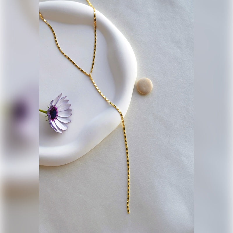 Shiny Lariat Necklace, Y Necklace,Long Necklace, Summer Necklace, Chain Necklace, Decollete Necklace,  Long Layering Necklace, Gold Silver