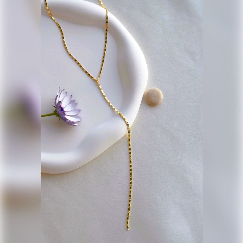 Shiny Lariat Necklace, Y Necklace,Long Necklace, Summer Necklace, Chain Necklace, Decollete Necklace,  Long Layering Necklace, Gold Silver