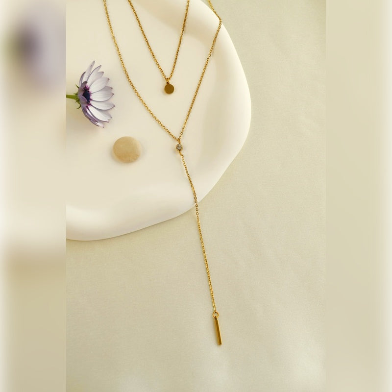 Lariat Necklace, Y Necklace,Long Necklace, Summer Necklace, Chain Necklace, Decollete Necklace, Dual Long Layering Necklace, Gold Silver