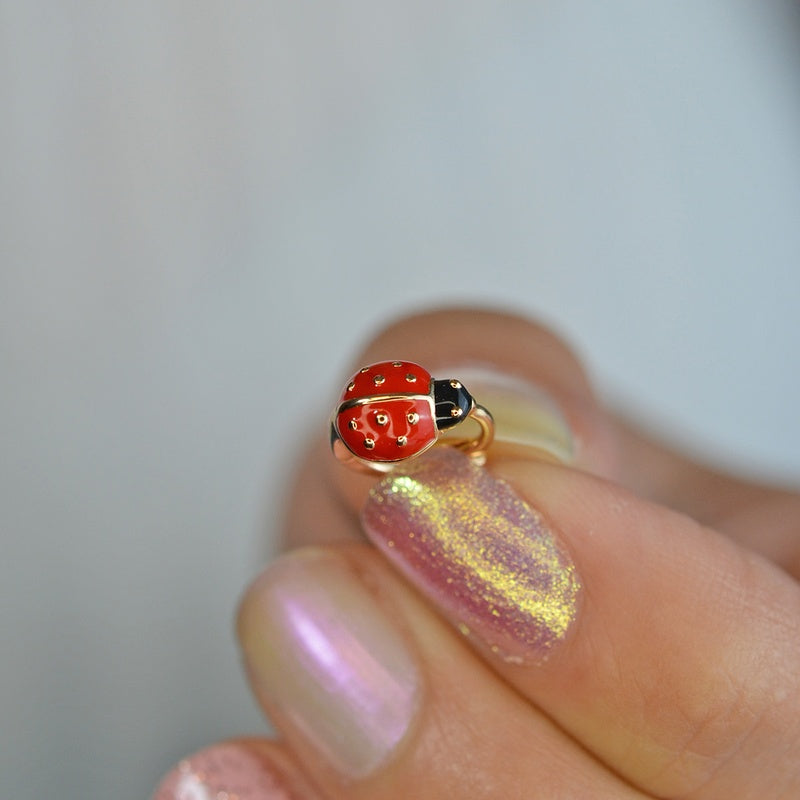 Ladybug Earrings Ring Piercing Minimalist Earring Cute Earrings for Helix, Tragus,  Cartilage Gold  Gift For Her