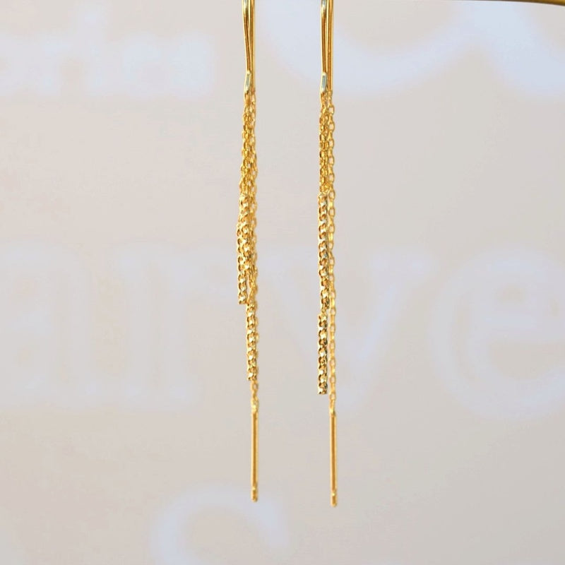 Dangle Chain Earrings Hook Earrings Hinged Earrings Huggie Earrings Chain Silver Gold