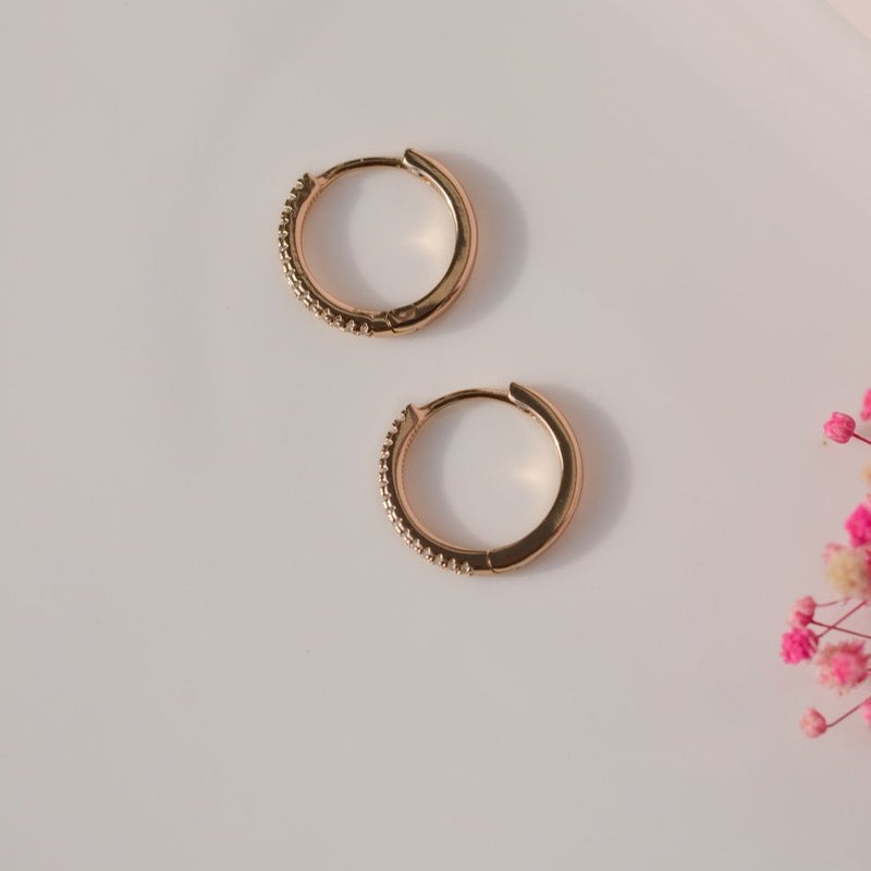 Hoop Earrings  Stoned Huggie Hoop Earrings Midi Hoop Earrings Gold Hoops Earring set  Gold Earrings