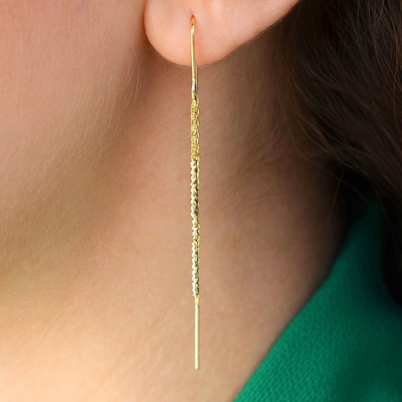 Dangle Chain Earrings Hook Earrings Hinged Earrings Huggie Earrings Chain Silver Gold