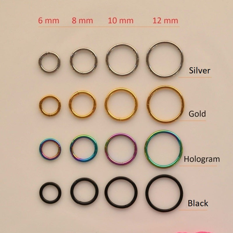 Plain Steel Earrings,  Ring Earrings, Hoop Earrings, Tragus Piercing for Helix and Cartilage Gold Silver Gift For Her