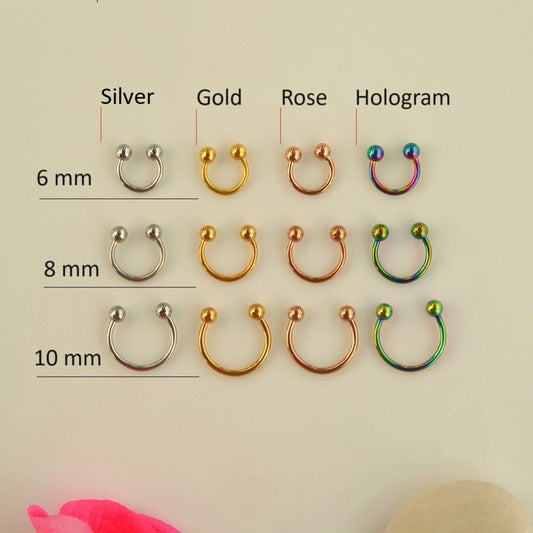 Horseshoe Earring Piercing Nose Ring For  Tragus, Septum Ring, Helix, Cartilage Conch,  Ring Barbell  Lip Eyebrow Nose Bar