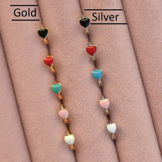 Heart Ring Piercing Black  Blue   Green  Pink  Purple  Red  White Earring Single