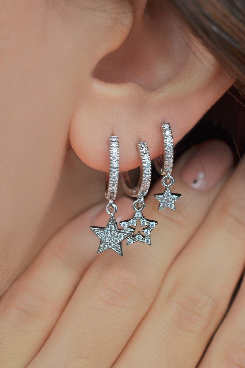 Stars Earring Set  Dangle Earrings Drop Earrings Earring Set Earrings Dangle Set of 3 Earrings Gold Silver