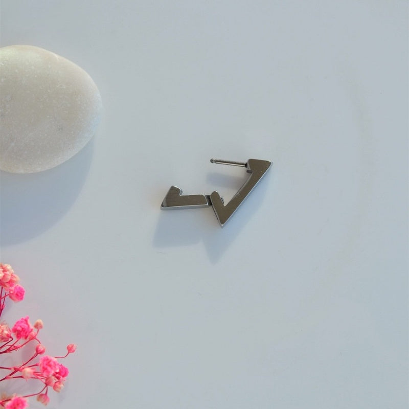 Triangle Steel  Mens Earring Mens Earrings Male  Huggie Antique Thumb Vintage