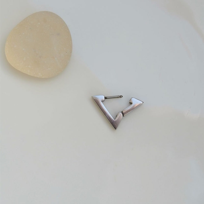 Triangle Steel  Mens Earring Mens Earrings Male  Huggie Antique Thumb Vintage