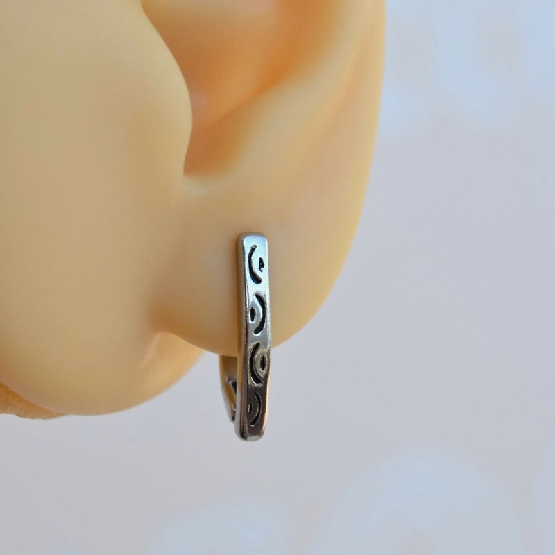 Antique V Model Steel Mens Earring Mens Earrings Male  Huggie Antique Thumb Vintage