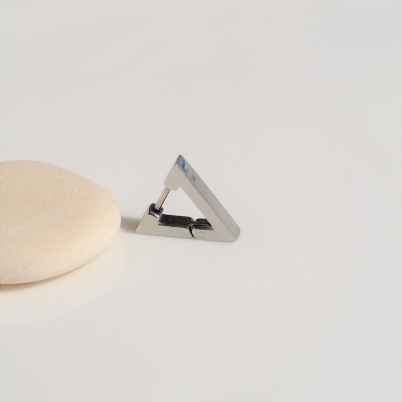 Triangle Steel  Mens Earring Mens Earrings Male  Huggie Antique Thumb Vintage
