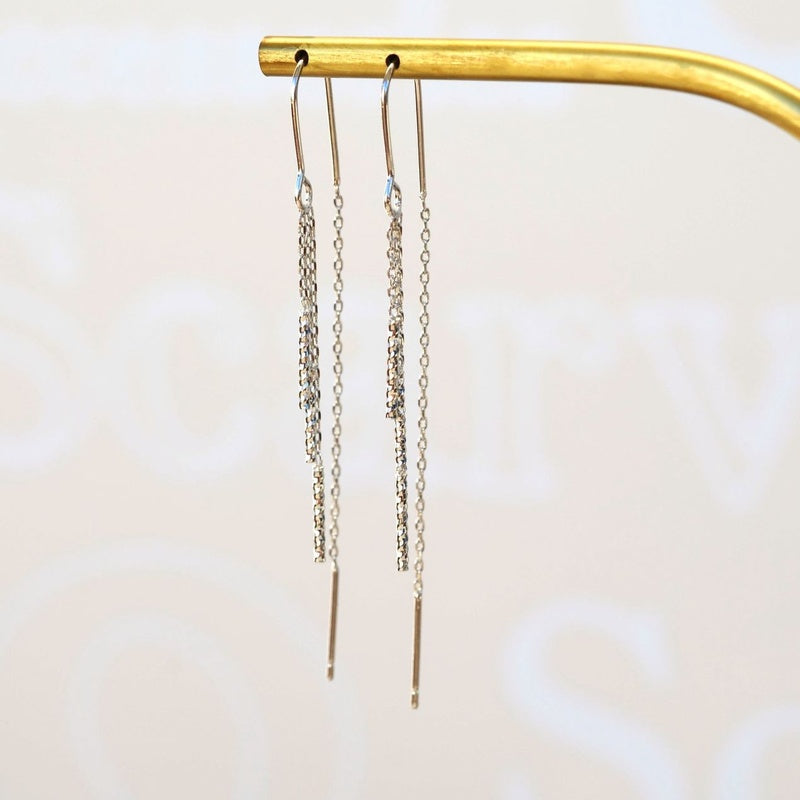 Dangle Chain Earrings Hook Earrings Hinged Earrings Huggie Earrings Chain Silver Gold