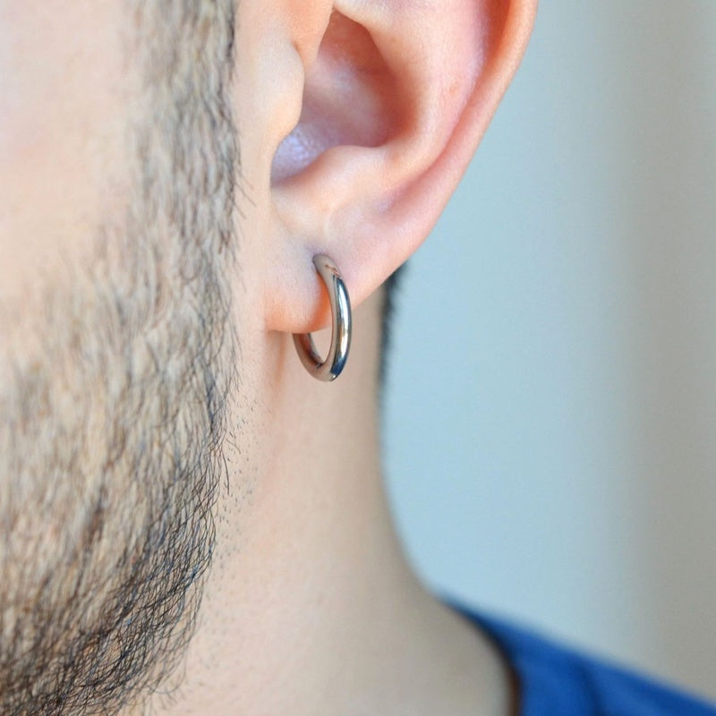 Skull Figured Steel Hoop Mens Earring Mens Earrings Male  Huggie Antique Thumb Vintage