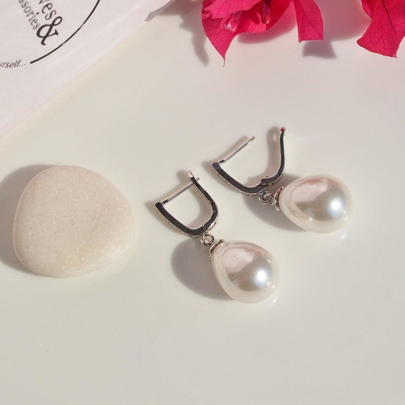 White Pearl Earrings Dangle Earrings Drop Earrings Hoop Earrings Earrings Hoop Gold Earrings Silver Earrings