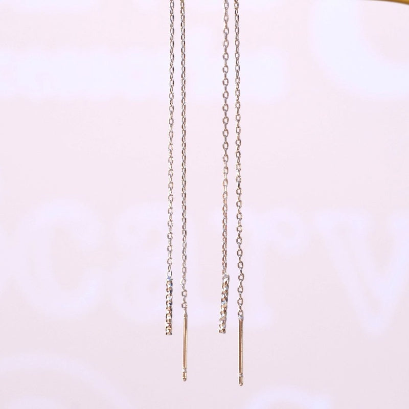 Long Chain Earrings Thin Chain Earrings Huggie Earrings Gold Chain Silver Chain Earring Set